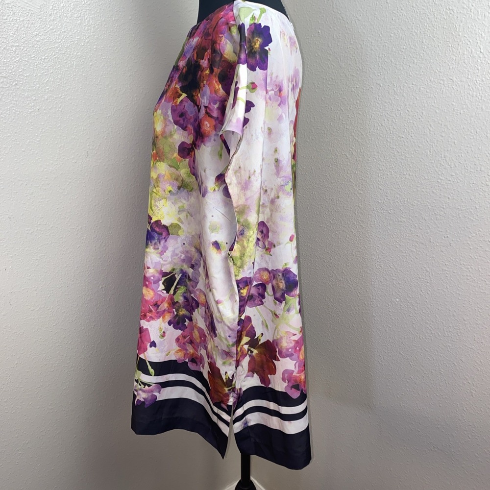 Liz‎ Claiborne Blouse Women's 3X Colorful Floral Black Striped Keyhole Closure - Picture 3 of 10